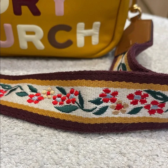 Tory Burch Mustard Crossbody with Embroidered Strap - Picture 3 of 8